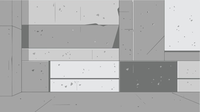 Abstract gray brick wall texture with layered rectangular concrete blocks and subtle grunge details.