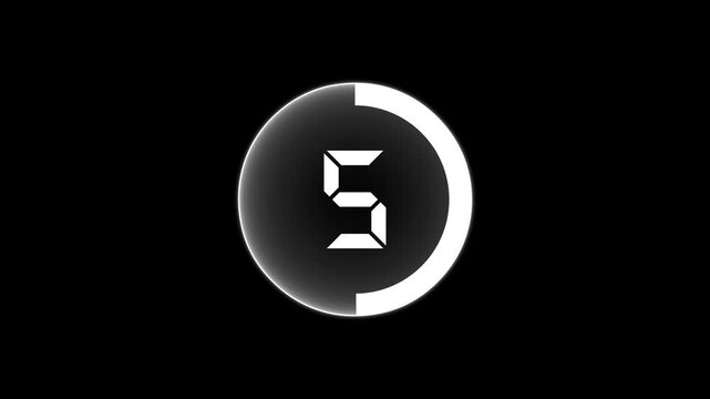 Digital circle countdown timer 10 seconds real time animation from 10 to 0 seconds. simple countdown timer video