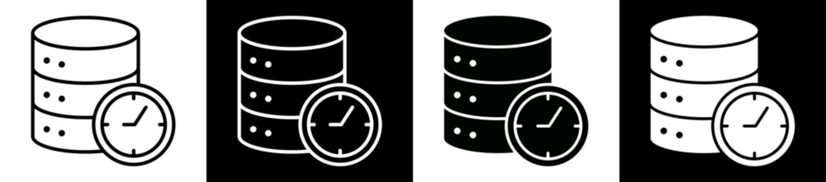 Database Time White Black Icon Vector Illustration