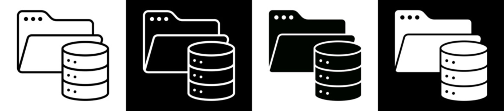 Data Folder White Black Icon Vector Illustration