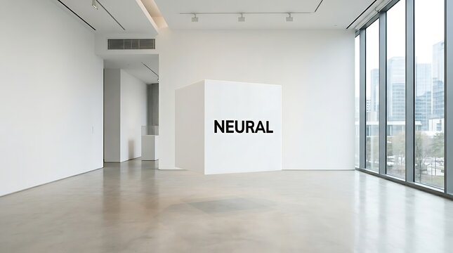 Minimalist Art Gallery with Neutral Themed White Cube Installation