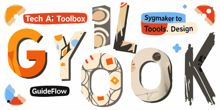 abstract typographic composition with tech ai toolbox and design elements