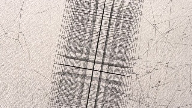A seamless loop of an architecture CAD system grid for technical backgrounds. Conceptual visualization of data structures, engineering design, and digital drafting.