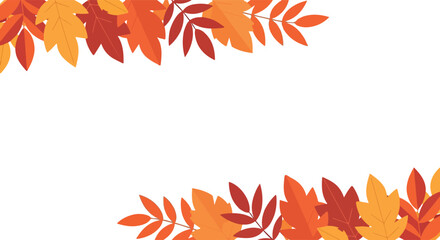 Obraz premium Autumn leaves border with red, orange, and yellow foliage