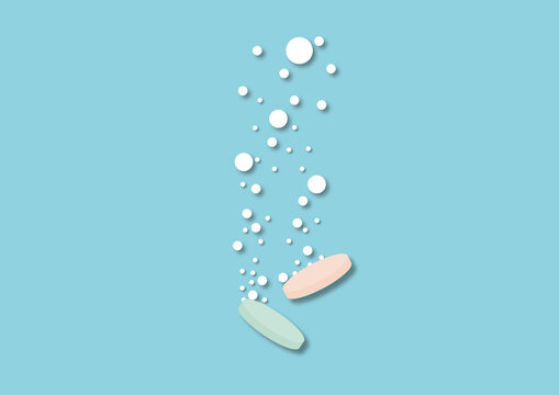 Antacid dissolving, conceptual illustration