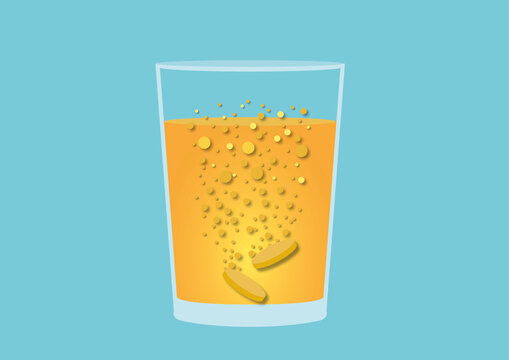 Vitamin C tablet, illustration