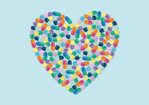 Heart medication, conceptual illustration