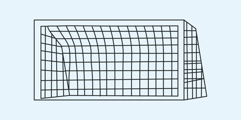 Soccer Goal Line Art Illustration with Net and Frame on White Background © Jihad