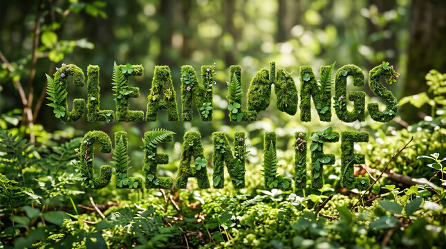 Green typography 'Clean Lungs Clean Life' in forest