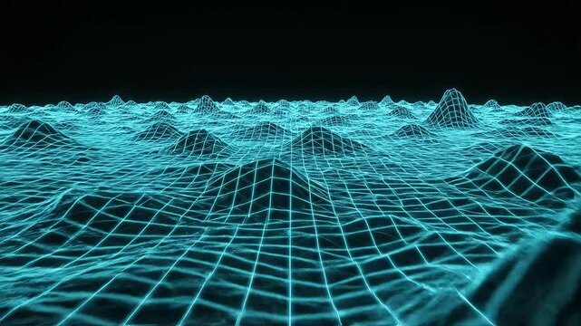 Digital wireframe mountain landscape representing smart infrastructure and data-driven solutions