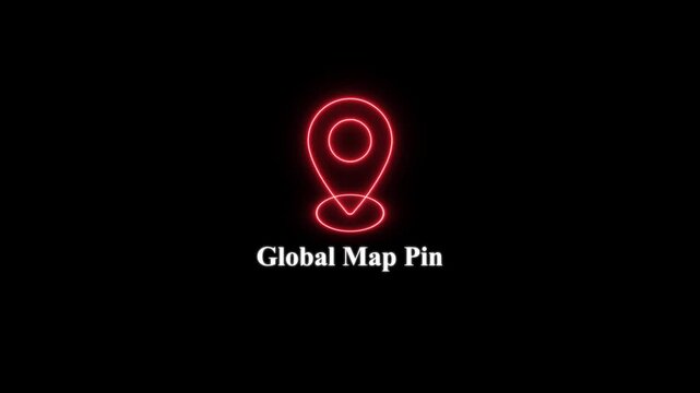 Glowing neon map pin animation for location services, navigation apps, and digital travel interface