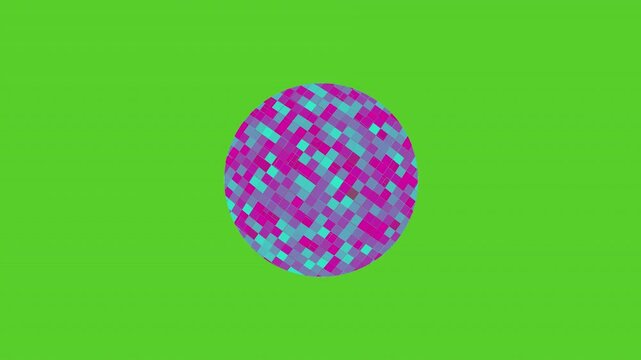 circle abstract pink pixels geometric background. Loop motion on transparen background, for effect censored blur video 4K