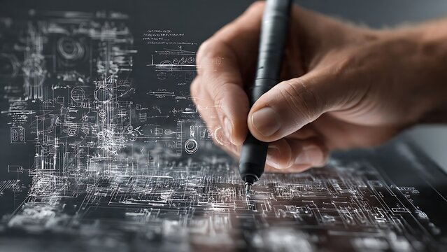 Hand drawing technical engineering diagram.