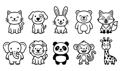 Cute Cartoon Animal Character Collection for Kids Vector Illustration © Madhobe