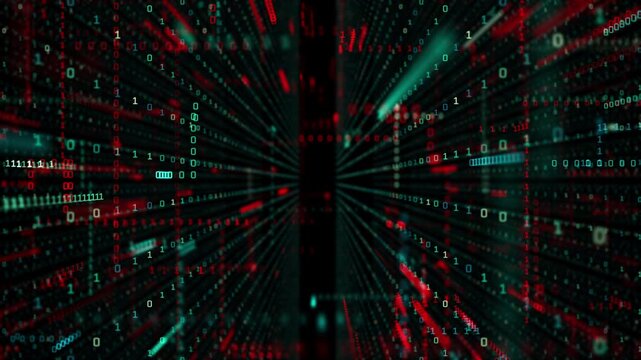 Digital Data Stream Visualization with Motion Effect for Technology and Network Concept