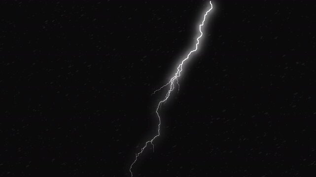 Powerful thunderstorm with heavy rain falling intensely, dramatic dark clouds and loud thunder creating a moody and cinematic on black background