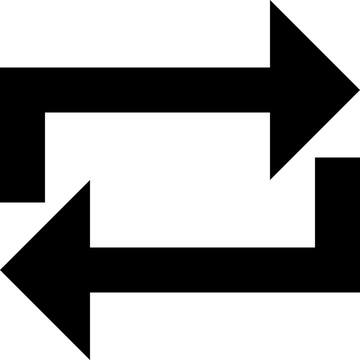 Bold black rectangular arrows pointing left and right in a reciprocal motion on a gray background.
