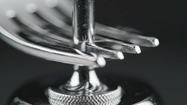 Closeup of a shiny metallic fork perfect for UI/UX elements and digital motion graphics