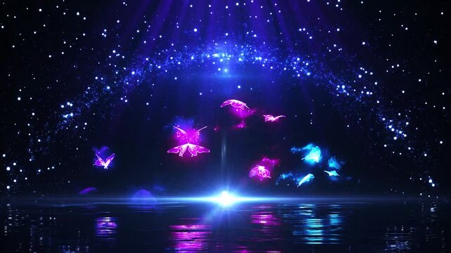Dreamy butterfly light effect composite material background