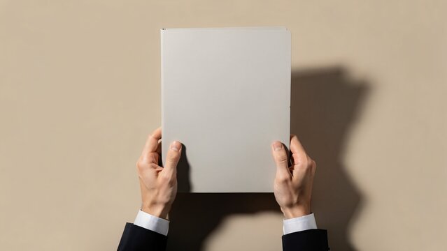 Homme d'affaires tenant un dossier ferm&eacute; beige