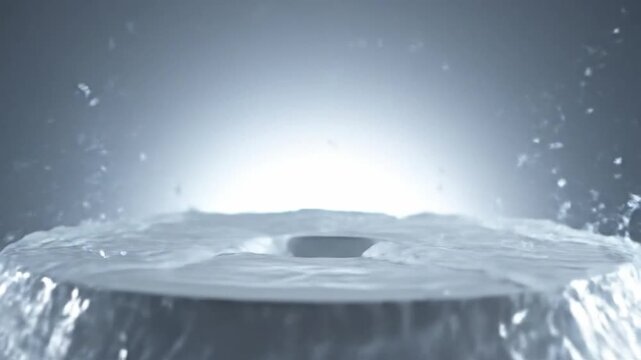 Water splash sequence showing dynamic movement and ripple effects on a smooth surface