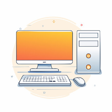 Desktop Computer Setup Illustration