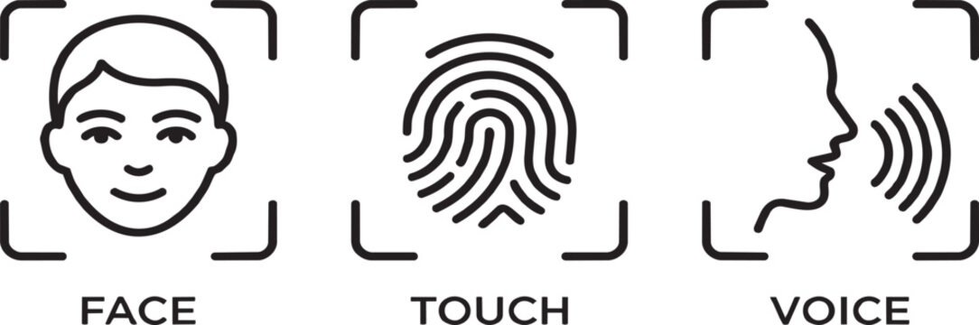 Biometric Authentication Security Vector Icon Set