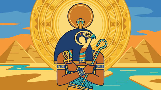 Ancient Egyptian pharaoh with golden accessories.