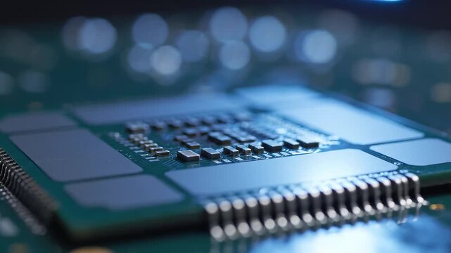 Closeup of a circuit board emphasizing sleek aesthetics and strong visual impact
