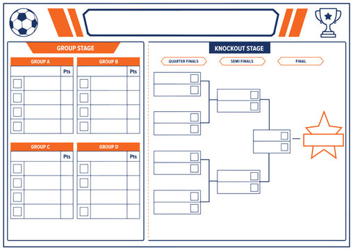 Soccer tournament bracket group stage knockout finals template design football championship game
