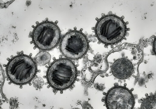 Micrograf&iacute;a electr&oacute;nica de transmisi&oacute;n de part&iacute;culas del virus de la influenza hantavirus