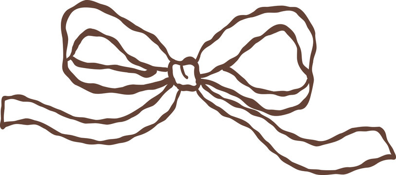 Compact Short Tail Ribbon Bow Lined Hand Drawn 
