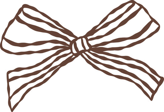 Antique Retro Vintage Ribbon Bow Lined Hand Drawn 