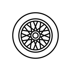 Obraz premium Vintage Wire Spoke Car Rim and Tire Icon