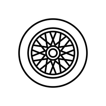 Vintage Wire Spoke Car Rim and Tire Icon