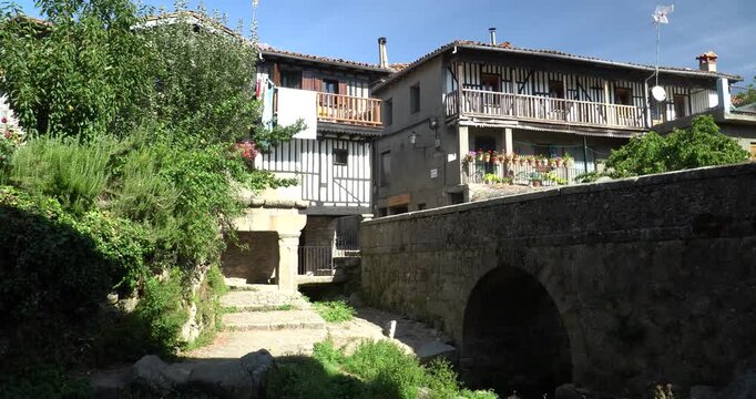 The historic town center of La Alberca, a picturesque mountain village in the province of Salamanca, Spain