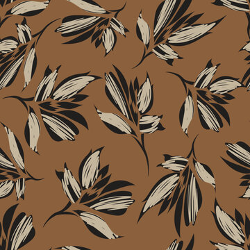  leaves seamless pattern on muster background