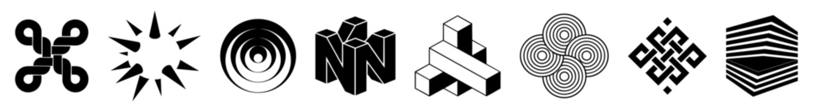 Modern Geometric Logo Collection with 3D Illusion and Optical Shapes