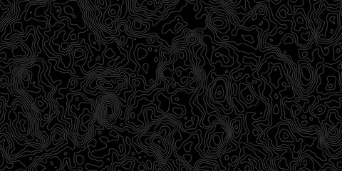 Dark topographic map contour lines pattern background design for cartography and geographic design. © RABAKA