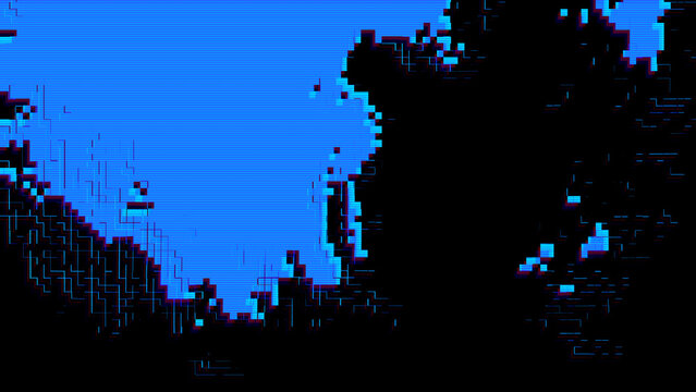 Blue Pixel Sorting Glitch with Scanline Distortion and 8bit Error