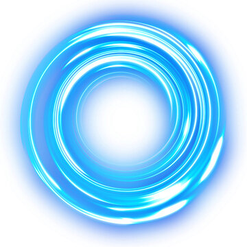 Vibrant electric blue light vortex ring with soft cosmic glow