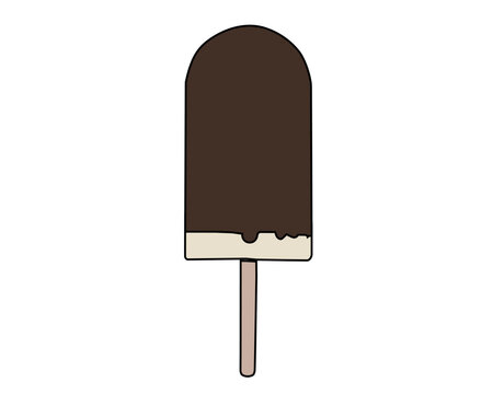 チョコレート味アイスキャンディーのイラスト 手書き風