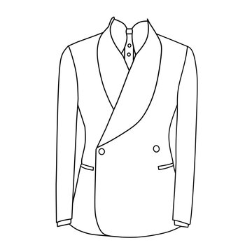 Illustration of a line forming a tuxedo suit on a white background. Illustration for children to color.