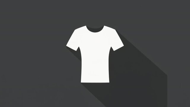 Blank White T Shirt Isolated on Dark Background with Long Shadow Minimalist Apparel Design Mockup