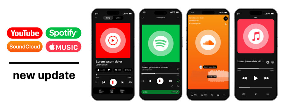 Facebook YouTube TikTok Instagram content formats showing reels with smartphone. Notifications, Explore, Likes, Comments, Shares. instagram and youtube mockup social media template