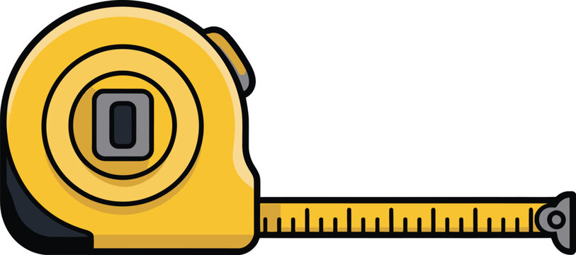 Measuring tape tool vector, construction and carpentry measuring instrument icon for building work and DIY projects.