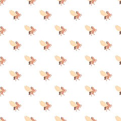 Fototapeta premium Cute cartoon pegasus flying across a fantasy whimsical repeating backdrop