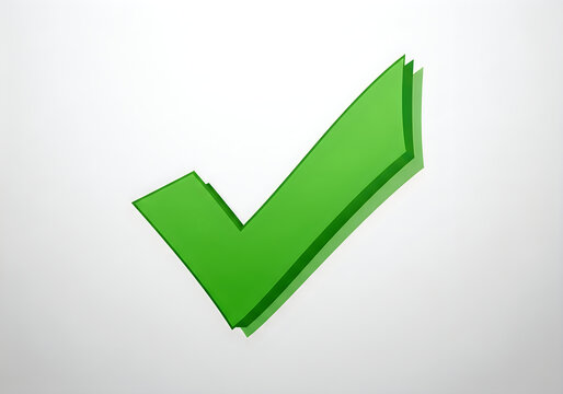 A bold green checkmark symbol on a plain white background, representing confirmation and approval