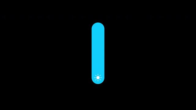 Brightness level control icon sign animation on Black background, Simple brightness indicator animation, 4K video