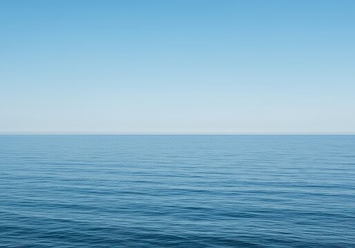 A perfect, seamless separation of tranquil ocean water and clear atmosphere meeting at the distant vanishing point, symbolizing infinite possibility and space ,landscape ,cloudless ,water